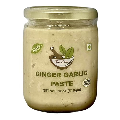 Desi Kitchen All Natural Calidad Premium Vegano Sin OMG Pasta de mezcla de jengibre y ajo, 17.99oz (18 onzas)