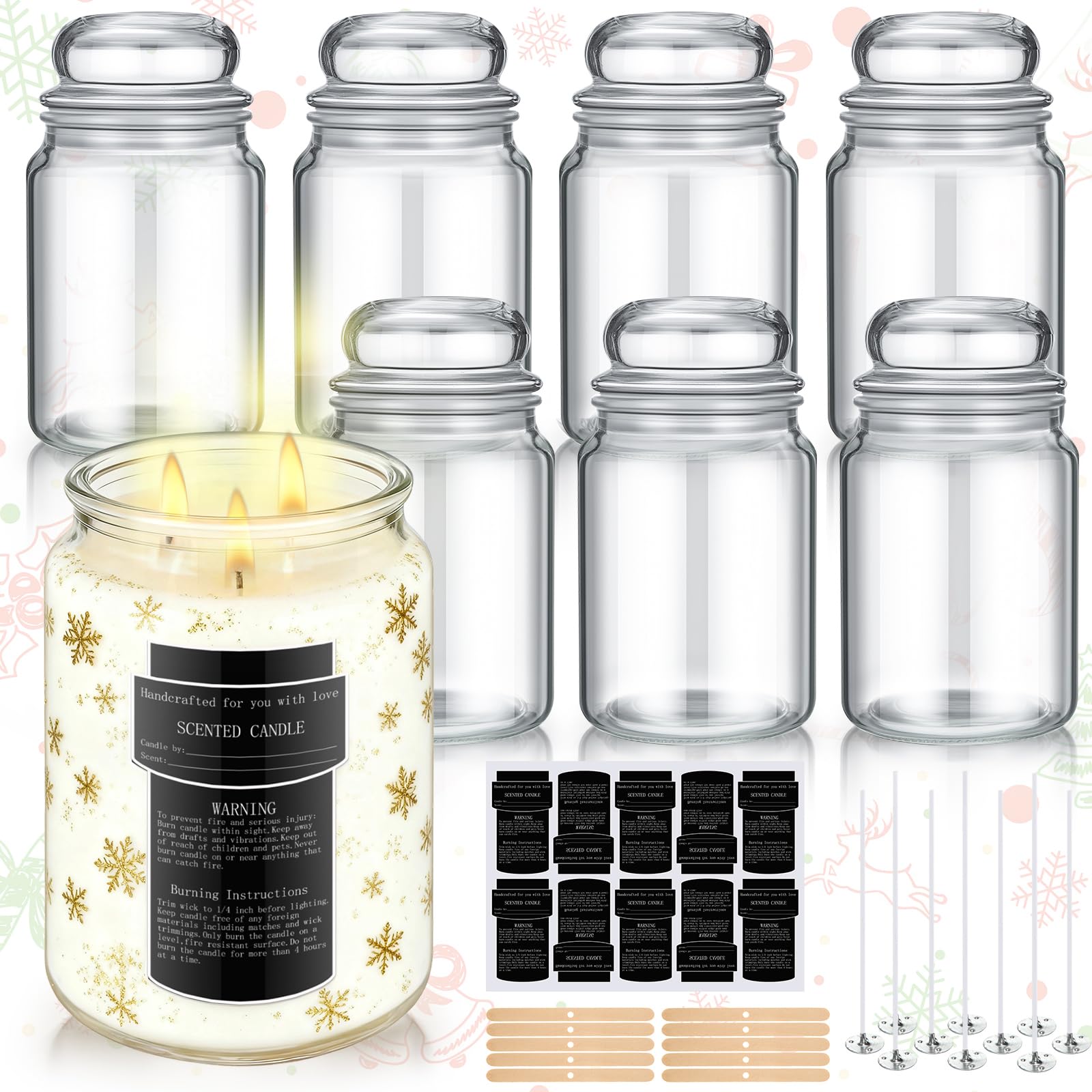 Amazon.com: Ziliny 25 oz Glass Candle Jars with Airtight Lids 6