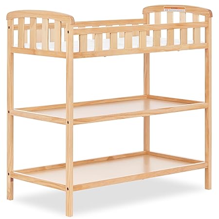Dream On Me Emily Changing Table In Natural, Comes With 1" Changing Pad, Features Two Shelves, Portable Changing Station, Made Of Sustainable New Zealand Pinewood