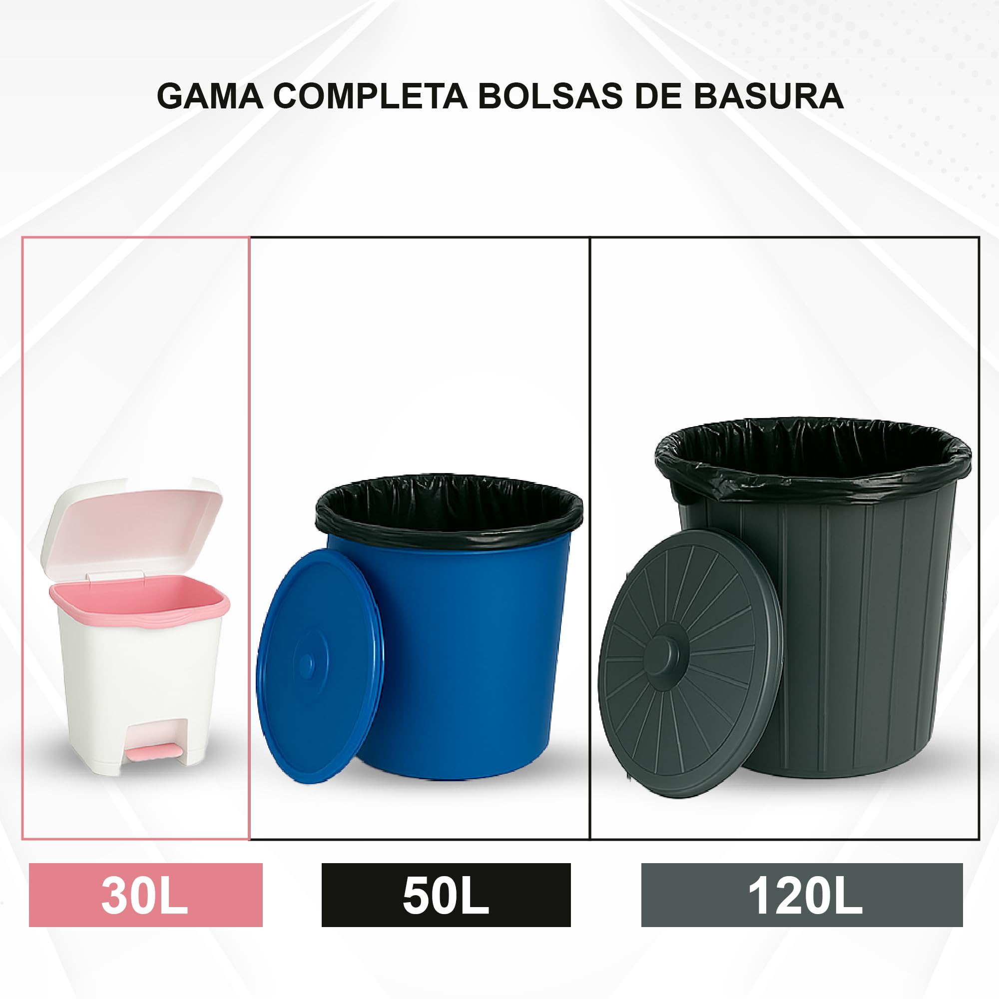25 Rollos de Bolsas de Basura 30L (375 Unidades) con Autocierre | Resistentes, Prácticas e Higiénicas | Ideal para Uso Doméstico | Bolsas de Plástico | Económicas