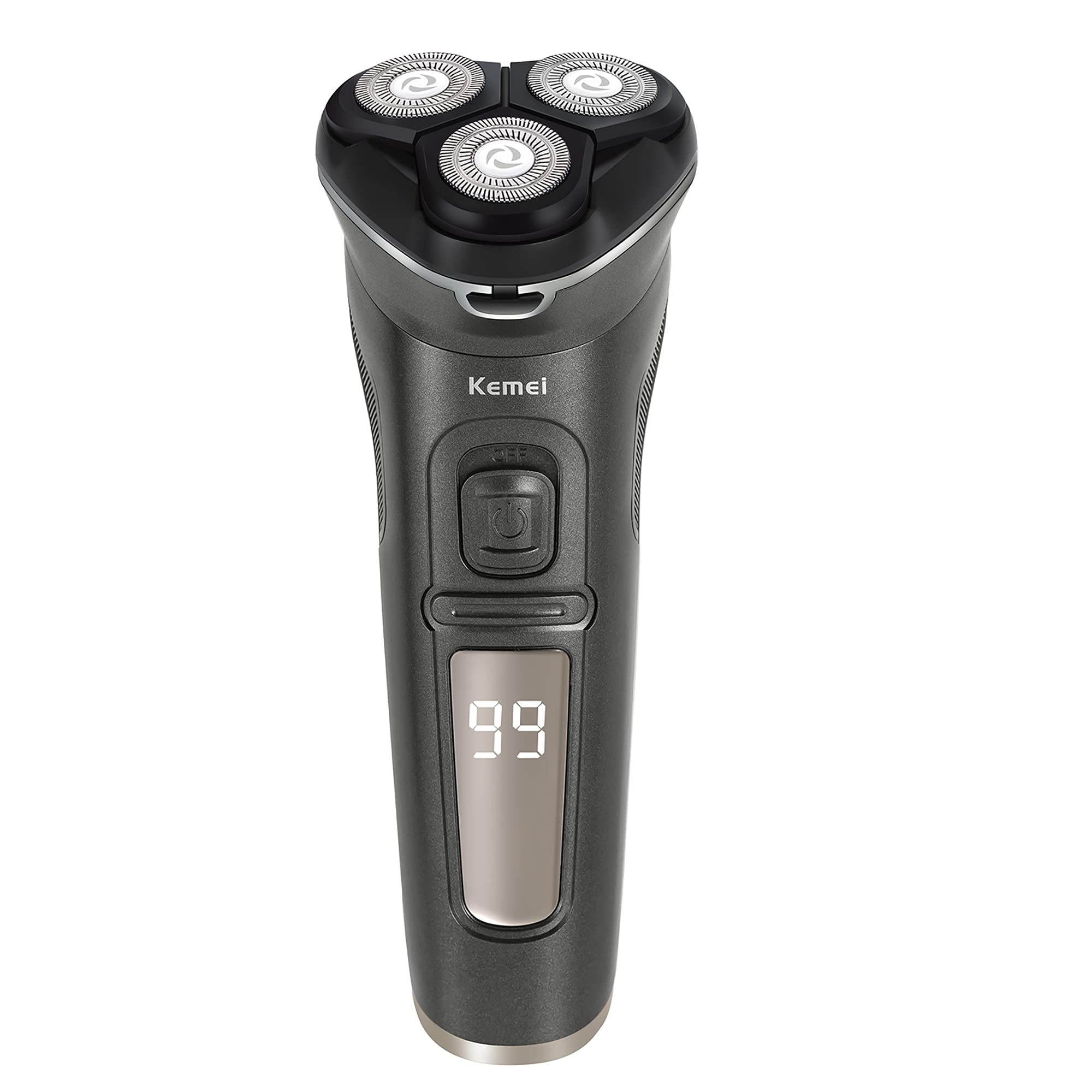 Kemei Electric Shavers for Men Rechargeable Waterproof IPX7 Rotary Razors with Pop-up Trimmer Wet & Dry Rotary Shavers, Black