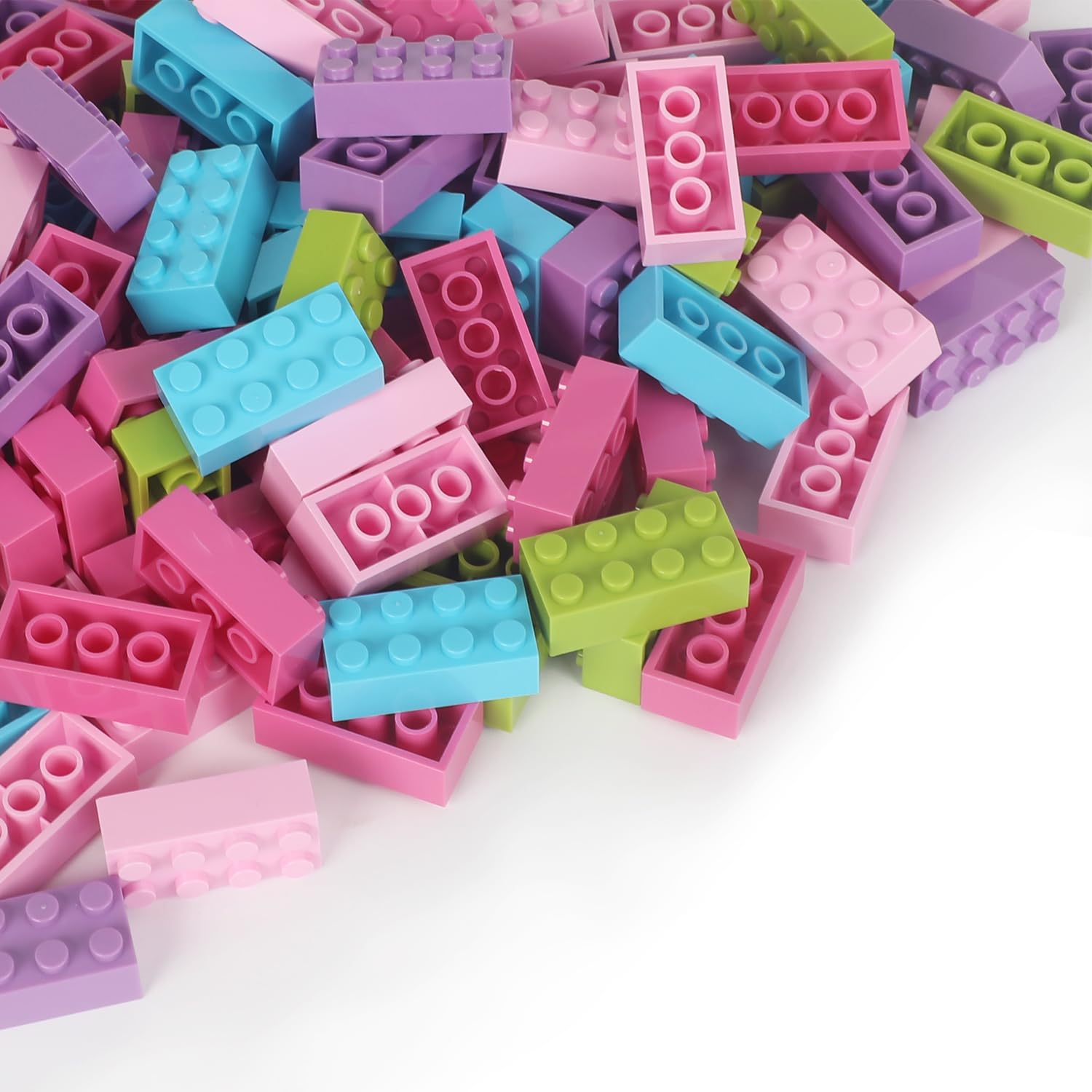 ekuzi Building Bricks 121 Pieces 2x4 multicolor, Classic Building Block Bricks Compatible with Lego Classic, STEM Creative Building Block Toys for Kids(Pink/blue/purple/green/rose red)