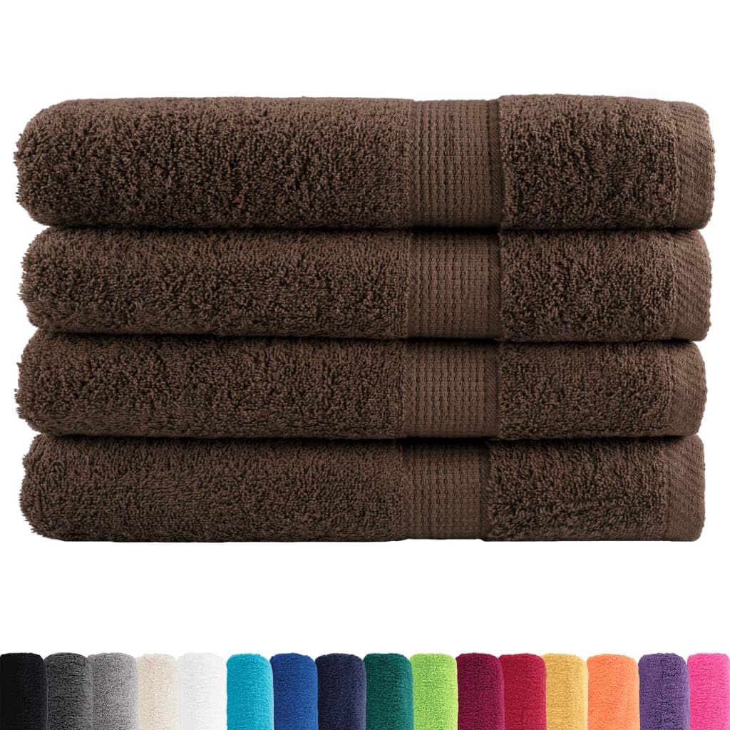 SOLUND Premium Saunatücher 4 STK. Braun 80x200 cm 600 g/m² aus 100% ringgesponnener Baumwolle, weich saugfähig Oeko-TEX Zertifiziert mit praktischer Aufhängebefestigung