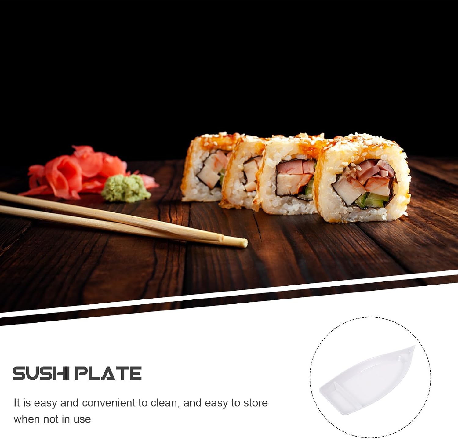 Japanese Style Melamine Sushi Plate Boat Shaped Serving Tray