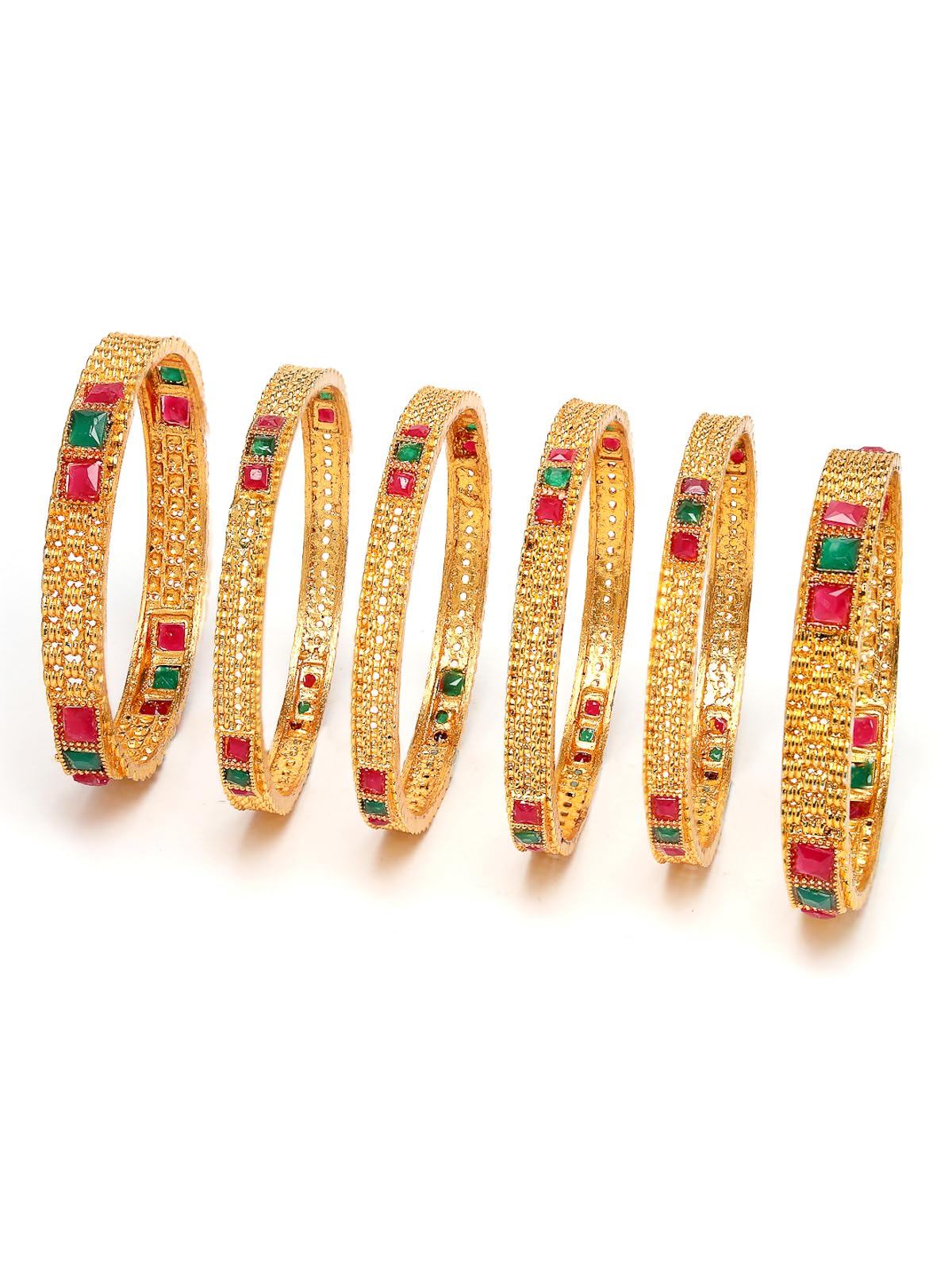 Sukkhi Terrific Stylish Traditional Gold Plated Red And Green Bracelet Bangle Set Jewellery for Women & Girls|Set of 6|Birthday Anniversary Gift for Women|B105935 (B0CPPBTVLD) Amazon Price History, Amazon Price Tracker