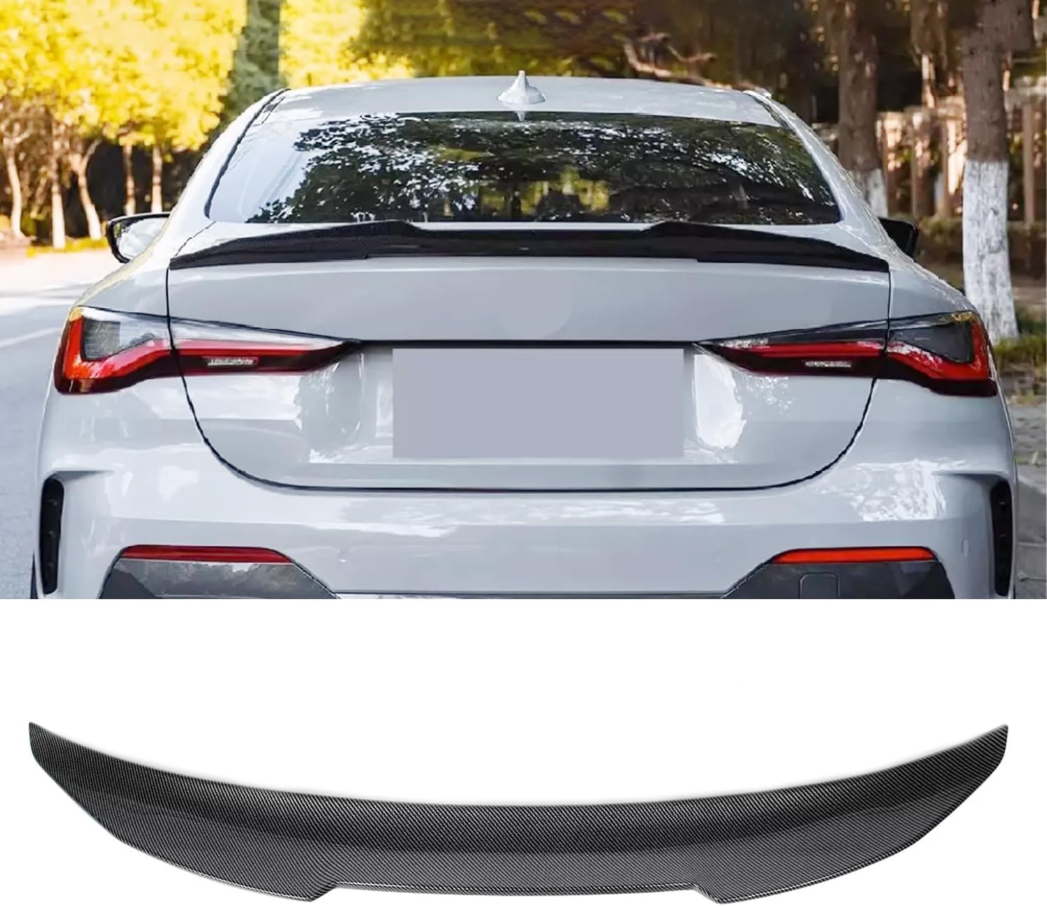 Spoiler Compatibility with 2021-2024 4 Series G22 430i M440i G82 M4 Coupe PSM Style Rear Trunk Wing Lid Spliter (Carbon Fiber Style)
