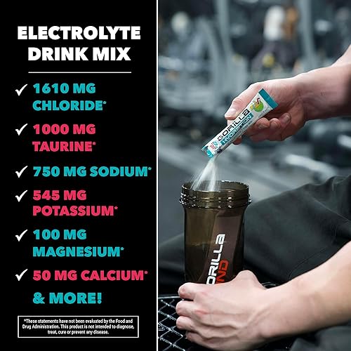 Miniatura 4 de Gorilla Mind Paquetes de hidratación 3,073 mg de electrolitos sobre la marcha, conveniente mezcla de bebida para una reposición integral, cero