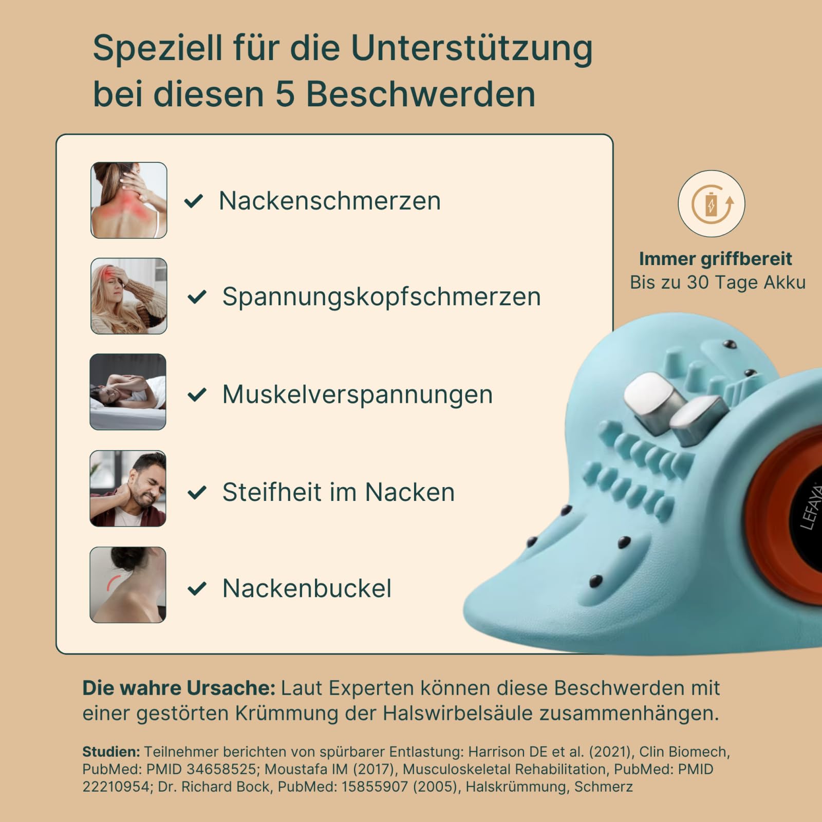 Necktex 5-in-1 NackenstreckerMit drei ，Drei Temperatureinstellungen und sechs einstellbare Massageintensitäten zur Linderung von Nacken und Schulterschmerzen