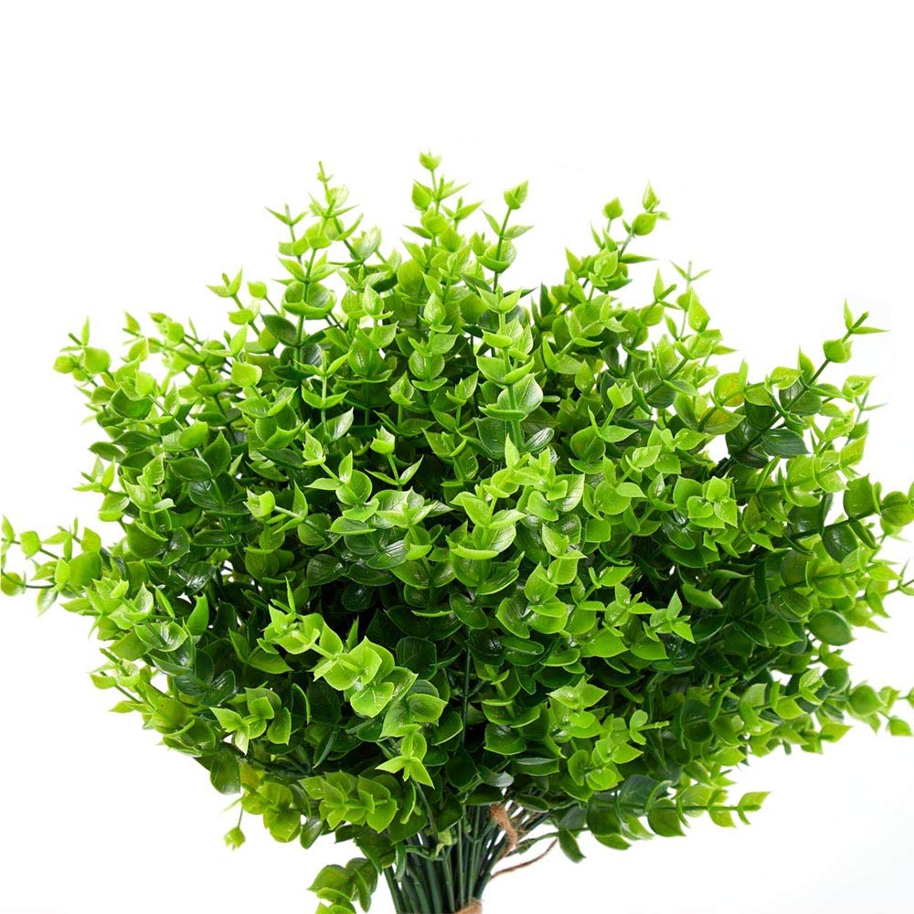 Confezione da 2 alberi artificiali in legno di bosso con fiori rossi, 61 cm, piante finte per esterni con picchetto, resistenti ai raggi UV, arbusti finti sempreverdi, per giardino, cortile, portico
