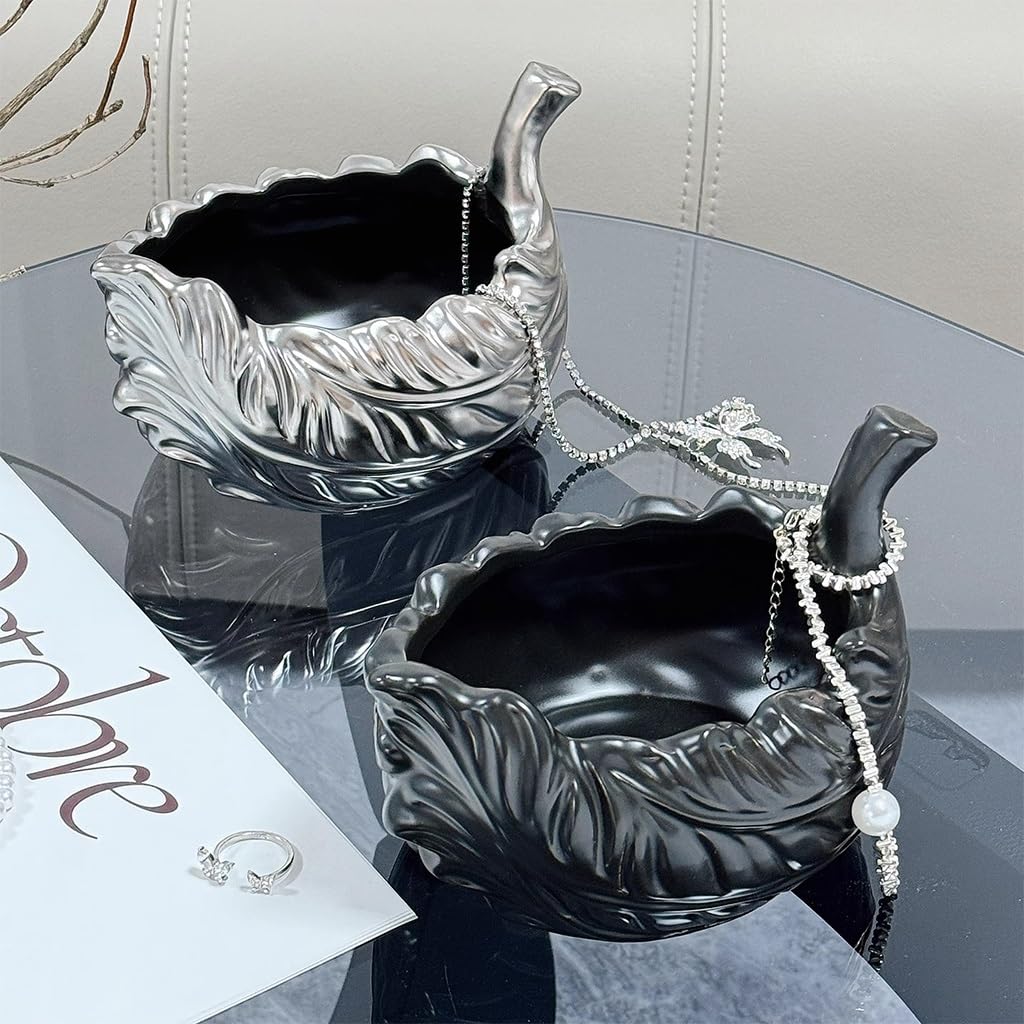 Generico Bandeja de Almacenamiento de Joyas Estilo Hoja, bandejas de cerámica Decorativas, Bandeja para Llaves, decoración de Mesa de Centro, Almacenamiento, Soporte para Llaves, Estante, a