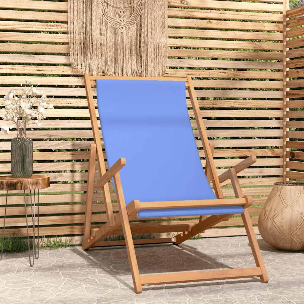 Chaise de plage en bois de teck massif bleu lot de 4 réglables haut de gamme