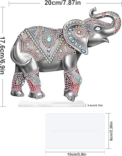 Miniatura 2 de Kit de adornos de mesa de pintura de diamantes de animales, elefante, arte de diamante 5D, decoración de escritorio, cuentas especiales por número,
