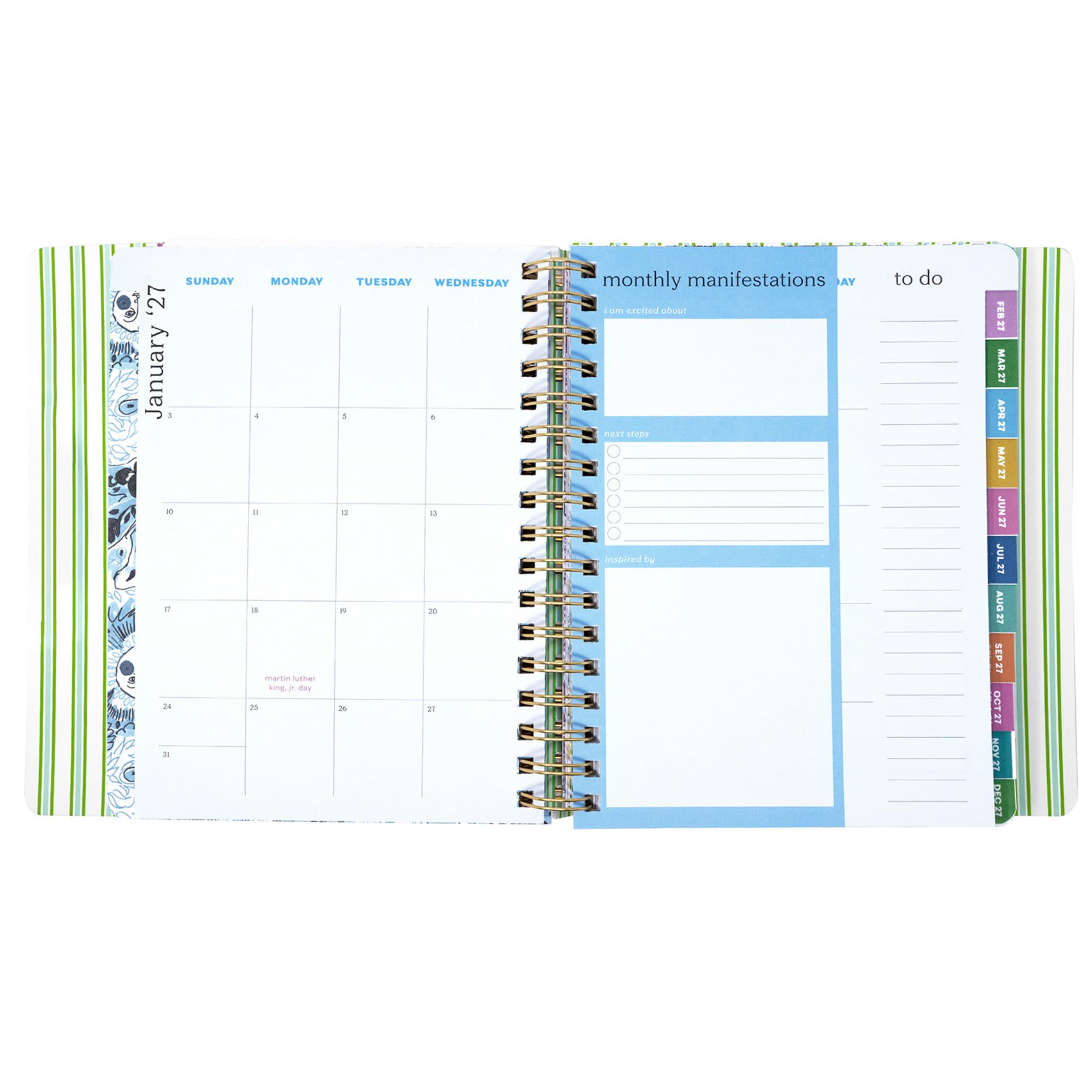 Lilly Pulitzer 17-monatiger Softcover-Planer, 17,1 x 22,5 cm, Agenda von August 2026 bis Dezember 2027, verdeckte Spiralbindung und Gummibandverschluss, monatliche Layouts, Aufkleber, Reise- und