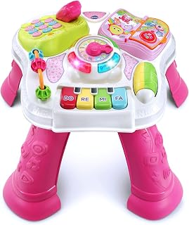 VTech Sit-to-Stand Learning Walker Table Pink - Interactive Toddler Activity Center with Songs, Lights & Educational Toys 6+ Months