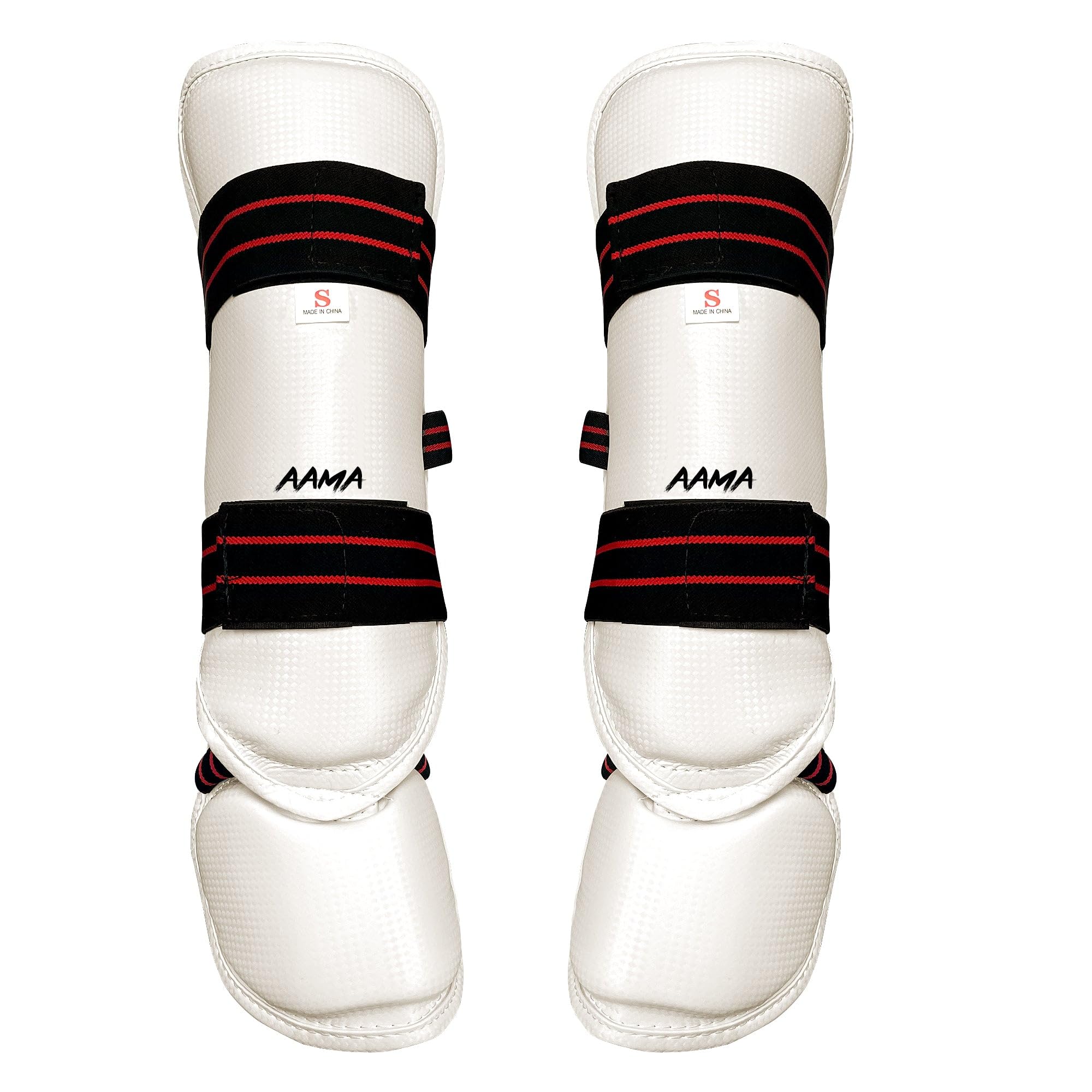 AAMA Martial Arts Taekwondo Vinyl Shin Instep Guard Protector - Medium