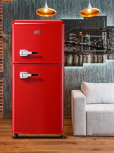 Miniatura 8 de Mini Fridge With Freezer,Refrigerator With 2 Doors,7- Level Adjustable Thermostat, Removable Glass Shelves For Bedroom, Office, Kitchen, Apartment,