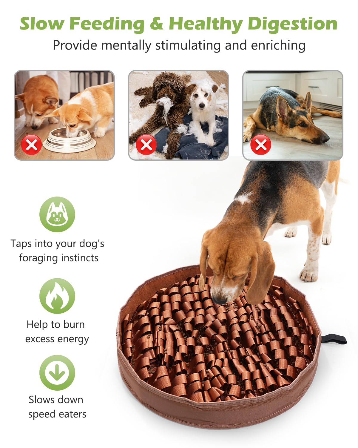 KeeKit Tapete para olfatear para perros, tapete de alimentación lenta de 25 x 25 pulgadas, juego de alimentación interactivo para perros pequeños y medianos, fomenta el forraje natural, estimulación