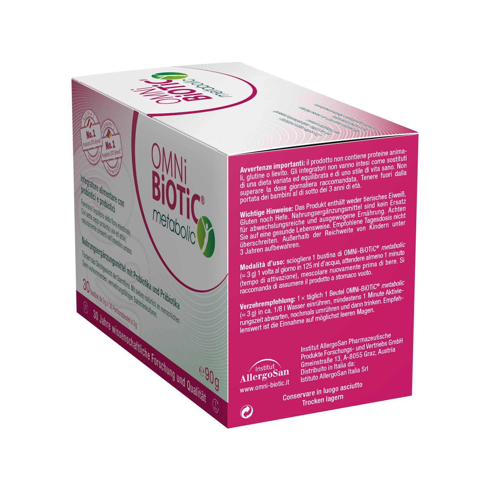 OMNi BiOTiC métabolique | 30 sachets de 3 g | Complément alimentaire avec probiotiques et prébiotiques | Pour un intestin "en forme"| Poudre | Avec 7 souches Probiotiques vivants et actifs | VEGAN |