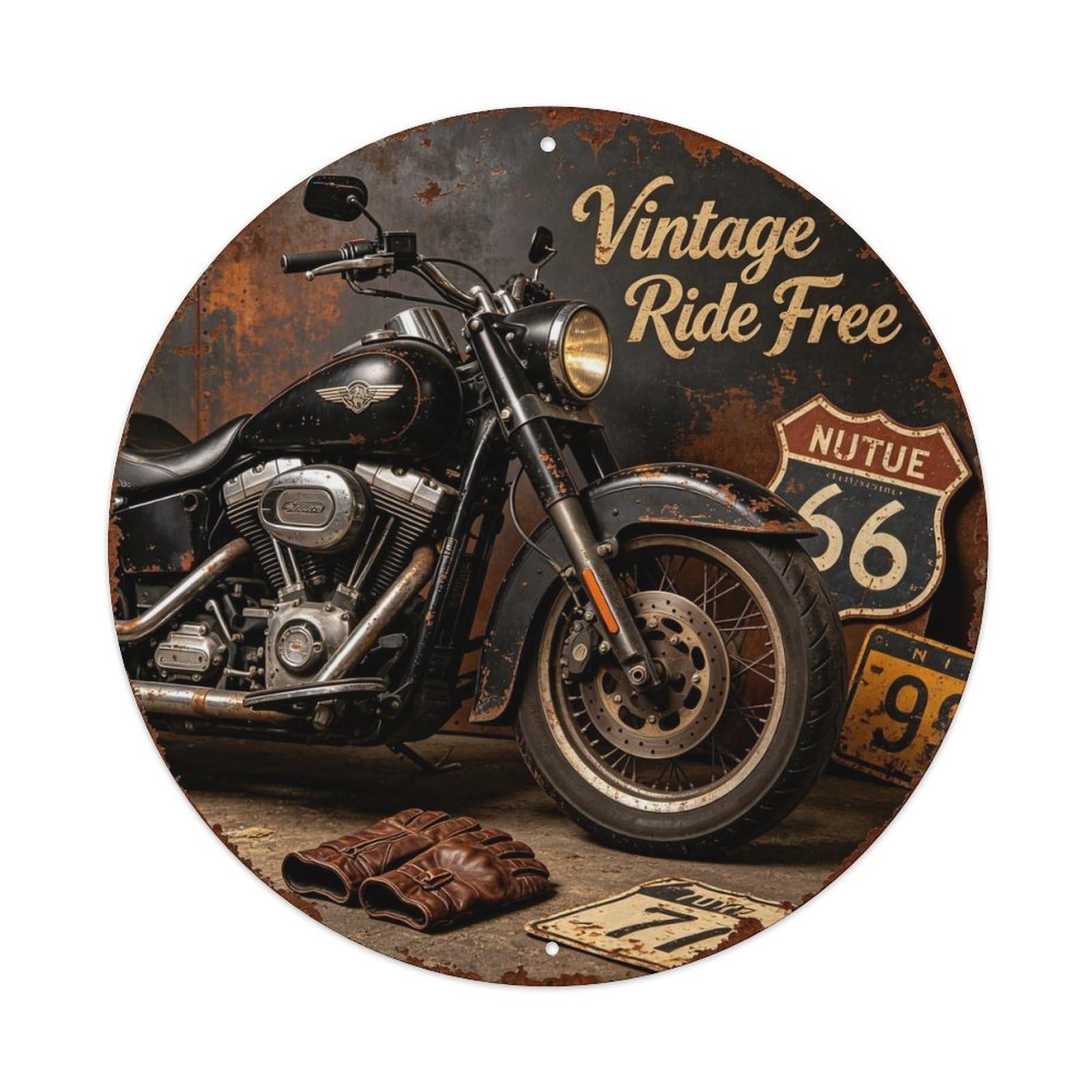 Vintage Ride Free Metal Tin Sign Plaque