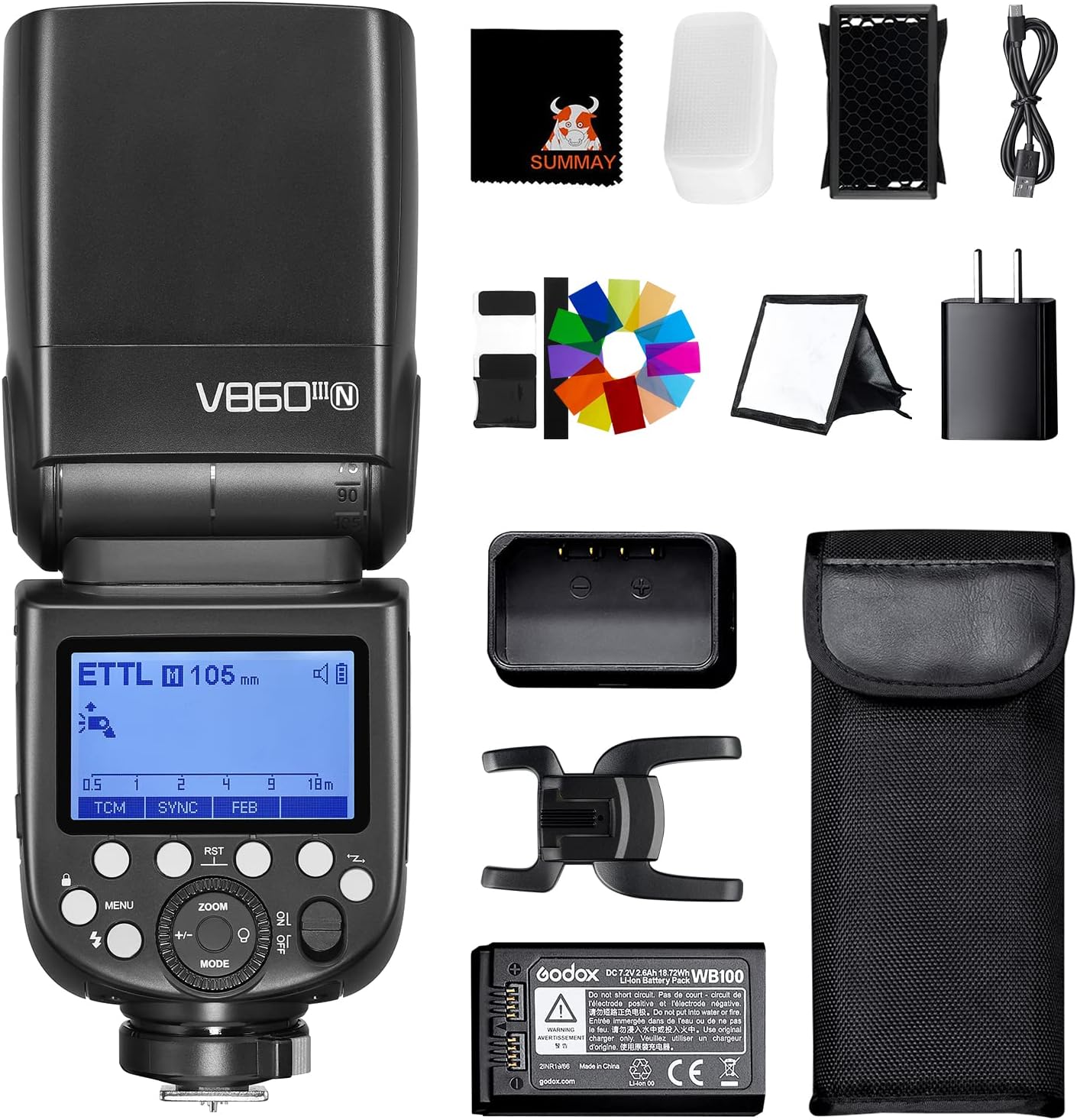 GODOX V860IIIN Kit flash Speedlite pour appareil photo 1/8000s HSS 10