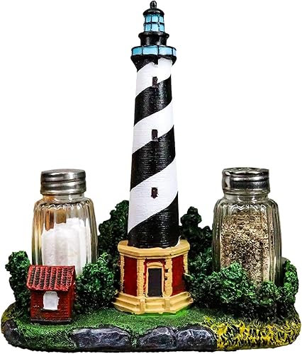 Ebros Scenic Cape Hatteras Lighthouse - Salero y pimentero, figura de 8 pulgadas de alto, balizas costeras decorativas, accesorio de cocina