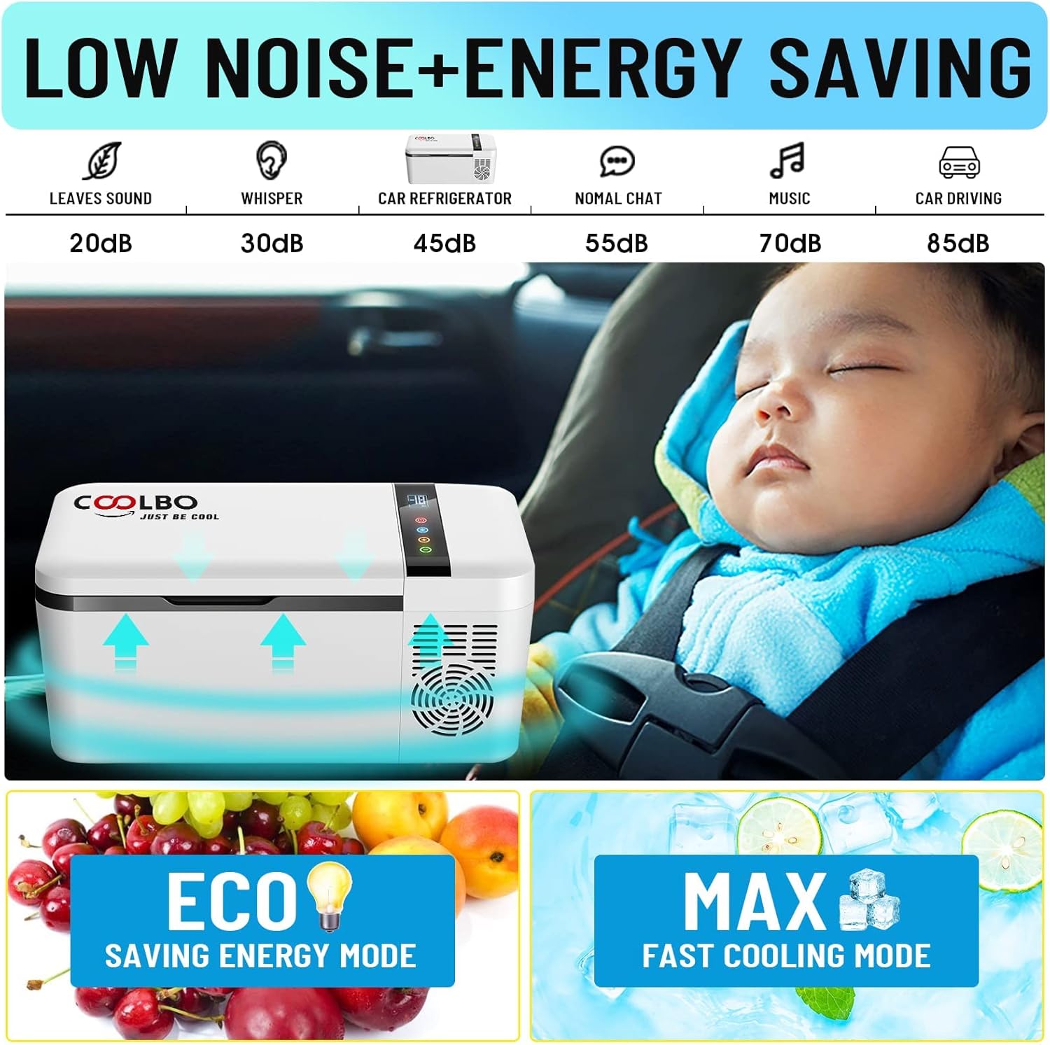 COOLBO Recommended 17 Quart Portable Compressor Car Fridge Portable Cooler Freezer 12 Volt. -20-10, 12/24V DC RV Car Refrigerators, Touch Screen, For Truck, Outdoor, Camping, Vehicles, Travel, and Home & Car Use : Automotive