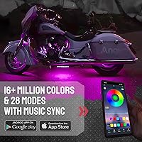 Vista 4 de Kit de 8 tiras de luces LED underglow para motocicleta, impermeables, luces de neón RGB de acento, efecto suelo, tiras de luz atmosférica DC 12V