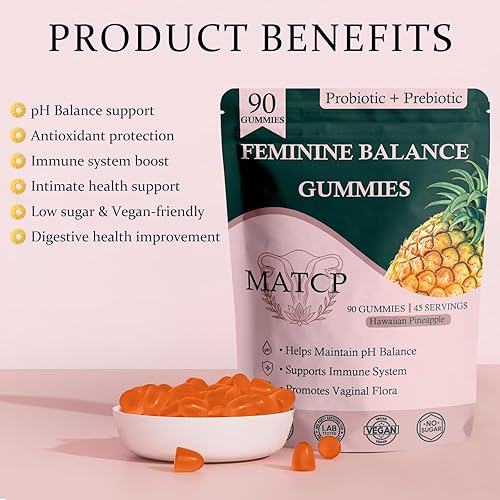Miniatura 2 de MATOP Gomitas Premium de Equilibrio Femenino para Mujeres - Probiótio + Prebiótico para el Equilibrio del pH Vaginal con Sabor a Uva, Vegano, Sin