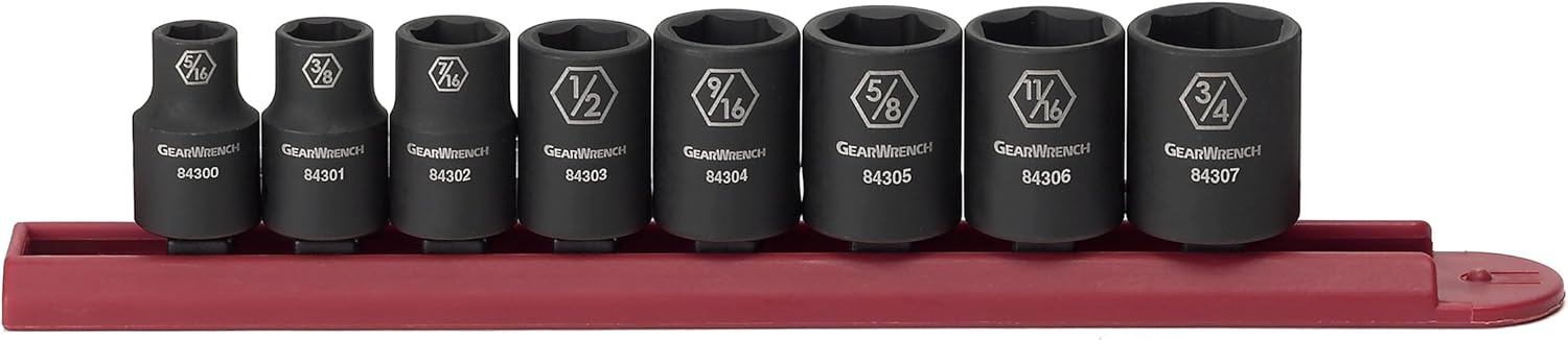 GEARWRENCH 84910 3/8-Inch Drive Impact Socket Set SAE, 8-Piece