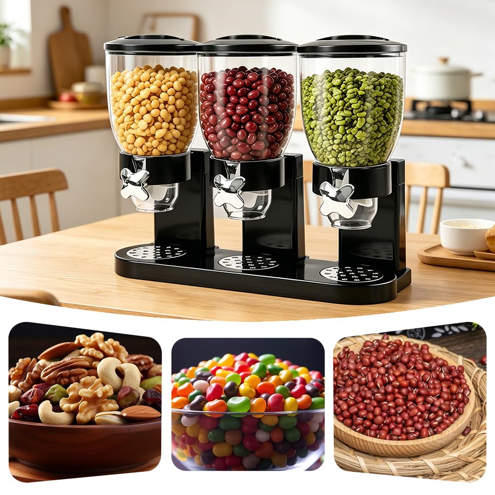 Distributeur de céréales hermétiques pour l'organisation de cornflakes de la cuisine, idéal pour les céréales, les aliments secs, les sucreries, le riz, les céréales, les grains de café (triple 6 l)