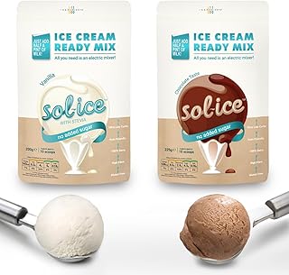 Sol-ice 0% Added Sugar Ice Cream Mix Powders | Dairy Keto Friendly, Fibre-Based | Whip with Just a Mixer or Machine | Value Bundle, One Vanilla & One Chocolate