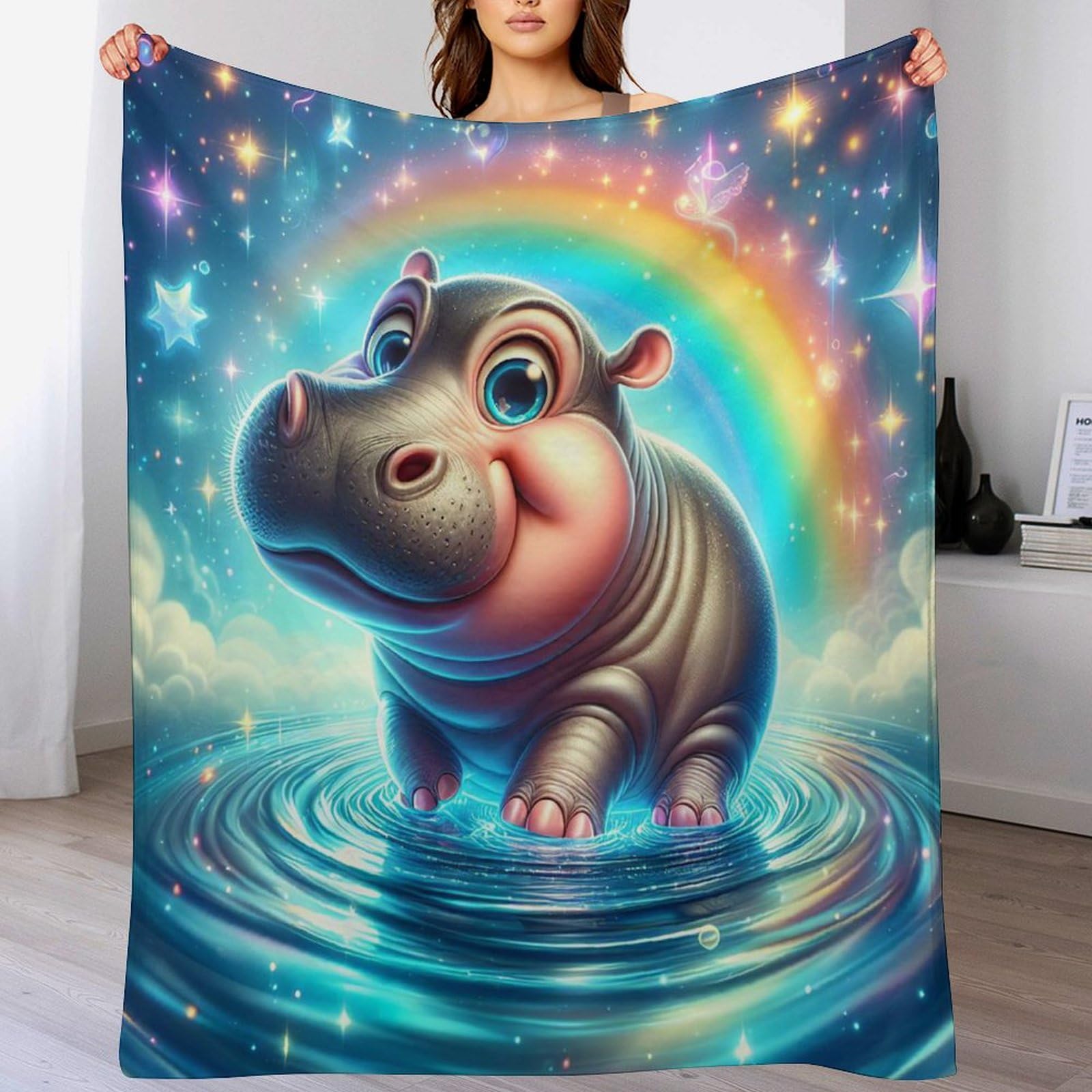 Couverture hippopotame anti-froid pour lit et canapé toutes saisons