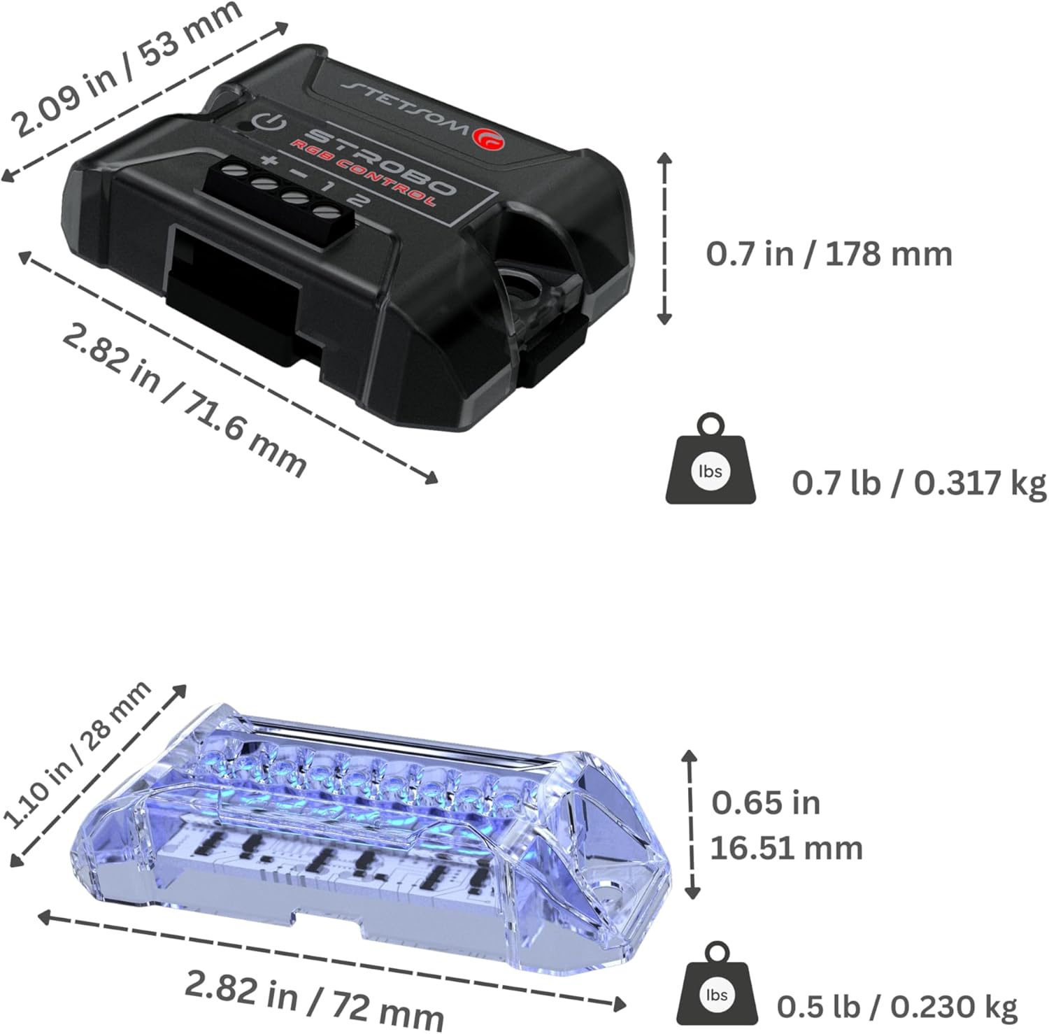 Stetsom Strobo RGB Dimensions