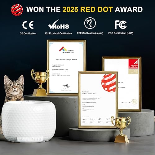 Miniatura 2 de Fuente de agua Smart Cat  Ganador del premio Red Dot 2025, fuente de agua automática para mascotas de 62 oz1.8 L con bomba ultra silenciosa,