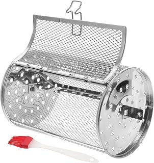 Stainless Steel Oven Basket for Air Fryer Rotisserie Universal Baking Supplies with Brush Random Color for Grilling and Roasting Nuts