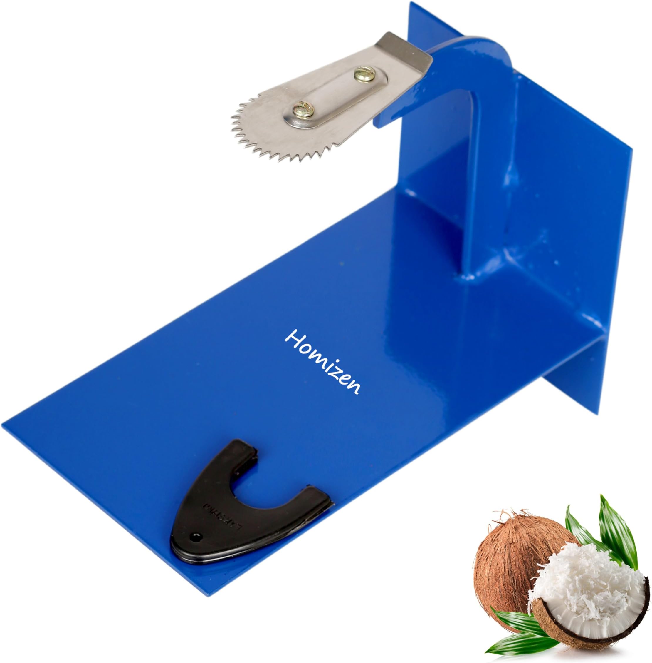Coconut Scraper with Safety Cap | Steel Tabletop Chirava | Ultra Sharp Serrated Blade & Anti-Skid Design | Movable Coconut Shredder | Grater | Thengathuruvi for Kitchen | Washable