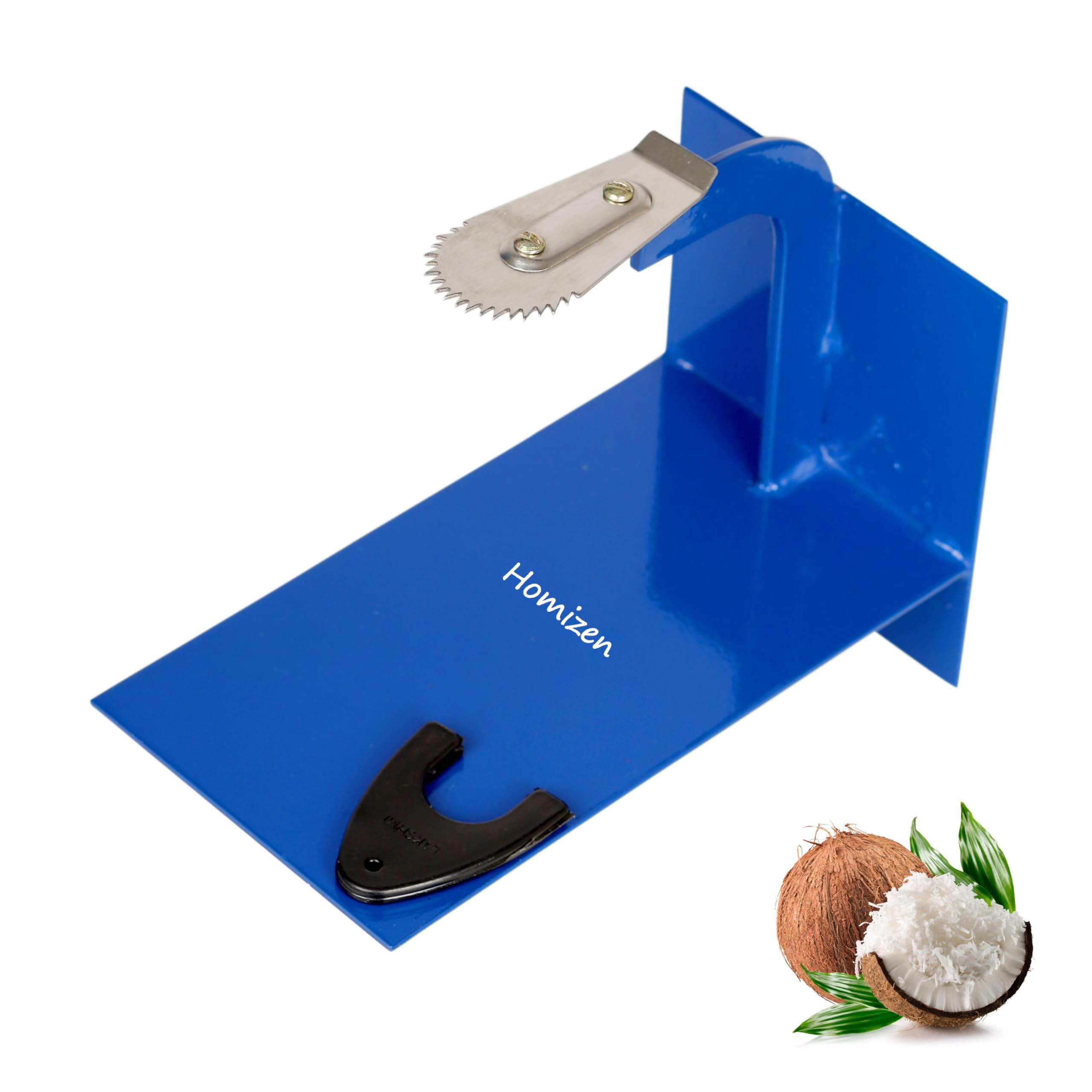 Coconut Scraper with Safety Cap | Steel Tabletop Chirava | Ultra Sharp Serrated Blade & Anti-Skid Design | Movable Coconut Shredder | Grater | Thengathuruvi for Kitchen | Washable
