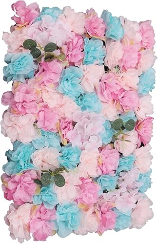 Vista 27 de 20 paneles de pared de flores artificiales, decoración de pared de 24 x 16 pulgadas, paneles decorativos de flores de hortensias para el hogar, 20