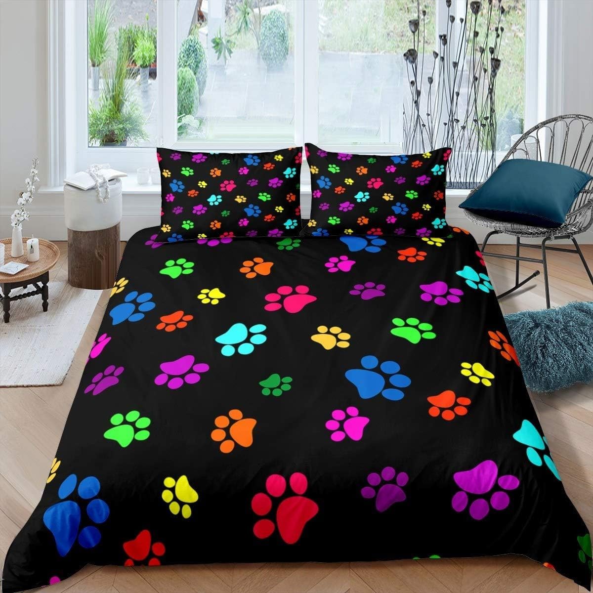 Housse de couette 220x240 paw print pour une chambre d'amis accueillante