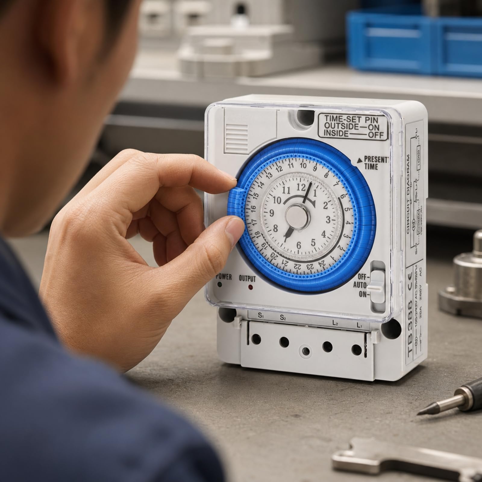 Qianly Temporizador Mecánico 24 Horas Resistente Interruptor Horario con Esfera Circular Multifunción Temporizador con Batería Respaldo para Hogar