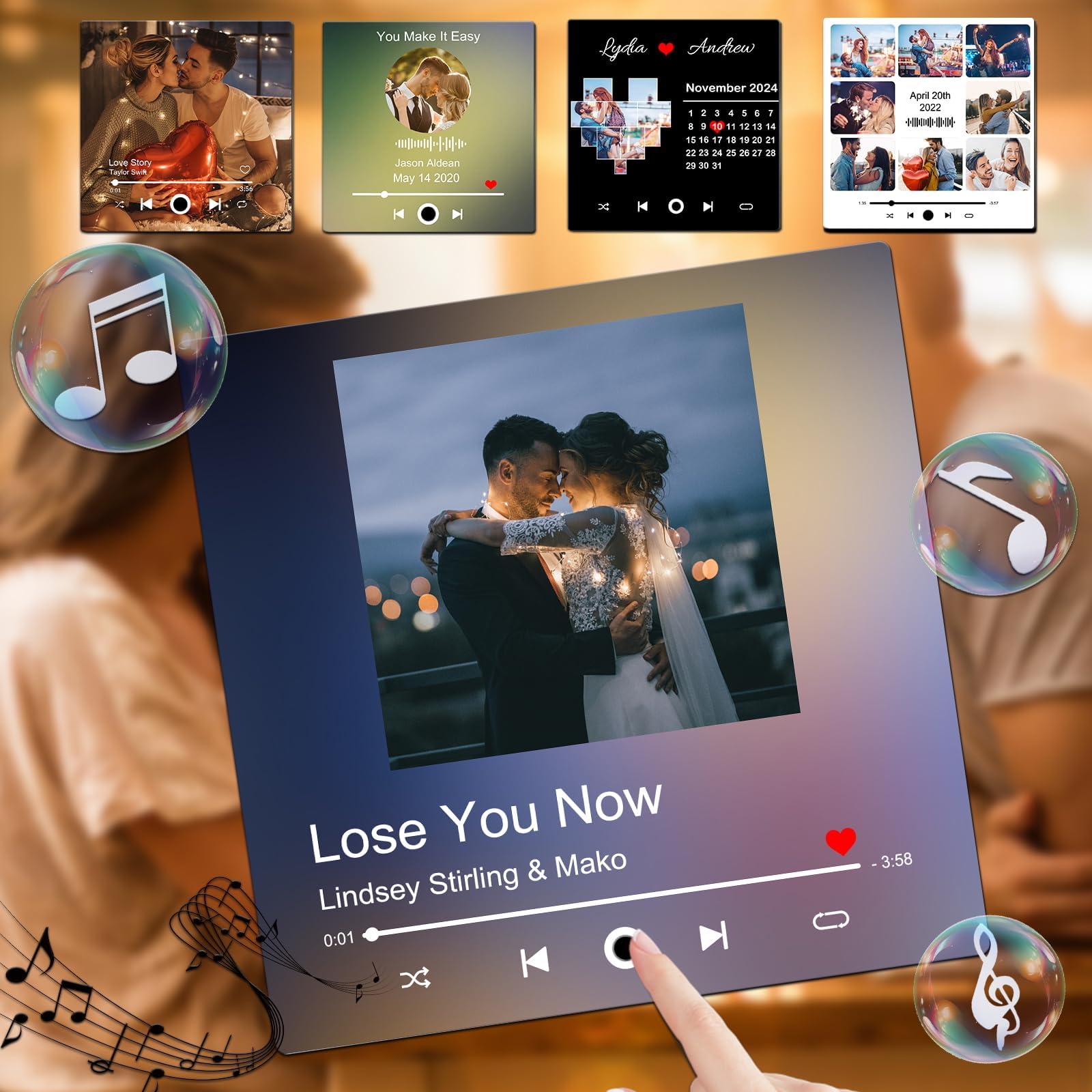 Custom Music Fridge Magnet Personalized Music Player Magnets with Photo Song Album Refrigerator Magnets, Gift for Family Couples Music Lovers Decor