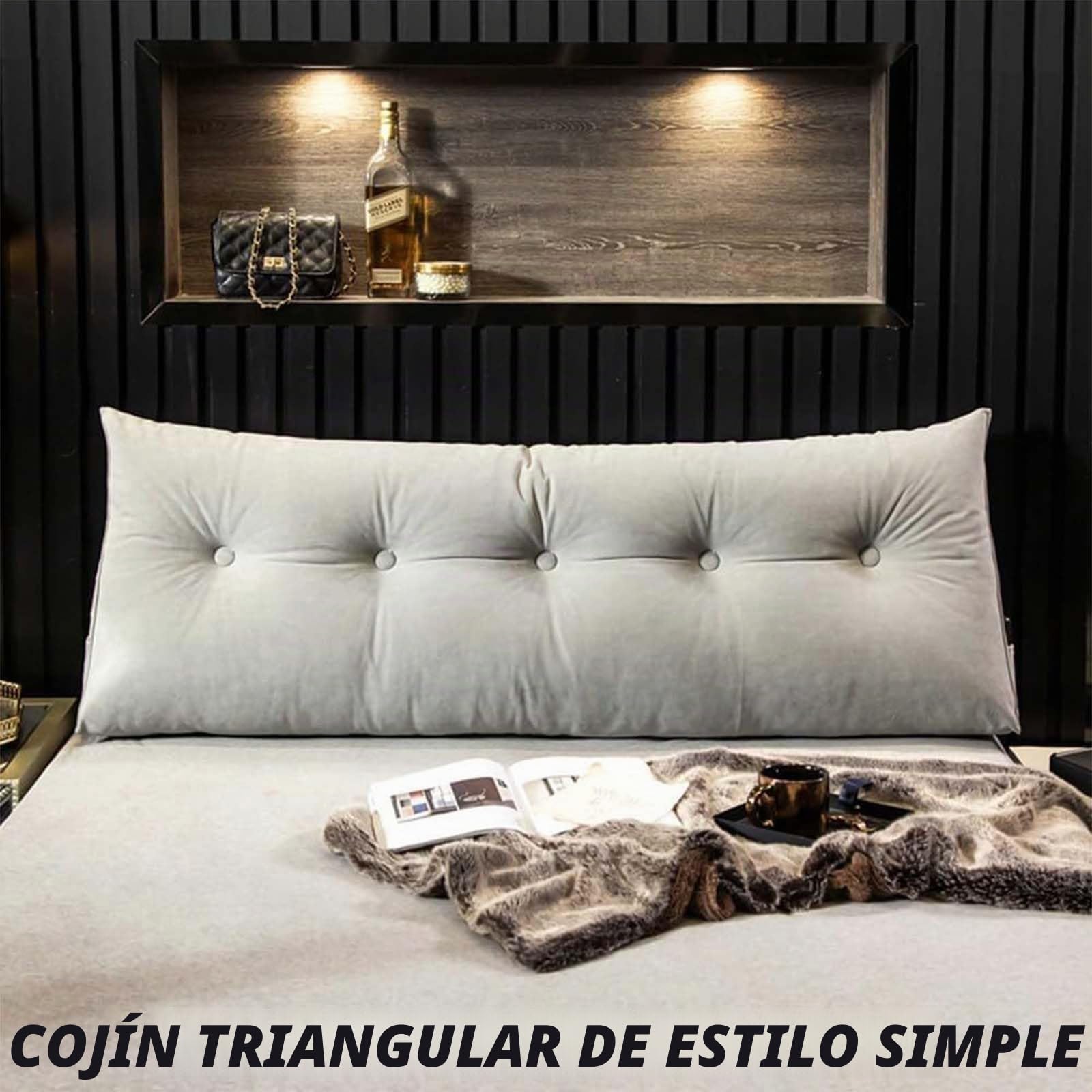 Genérico Almohadas Grandes de Cuña para Cabecero de Cama Almohada Triangular de Lectura Cojín de Apoyo Lumbar Respaldo de Cintura Cojín de Posicionamiento Suave para Sofá Cama,D,60x20x50cm