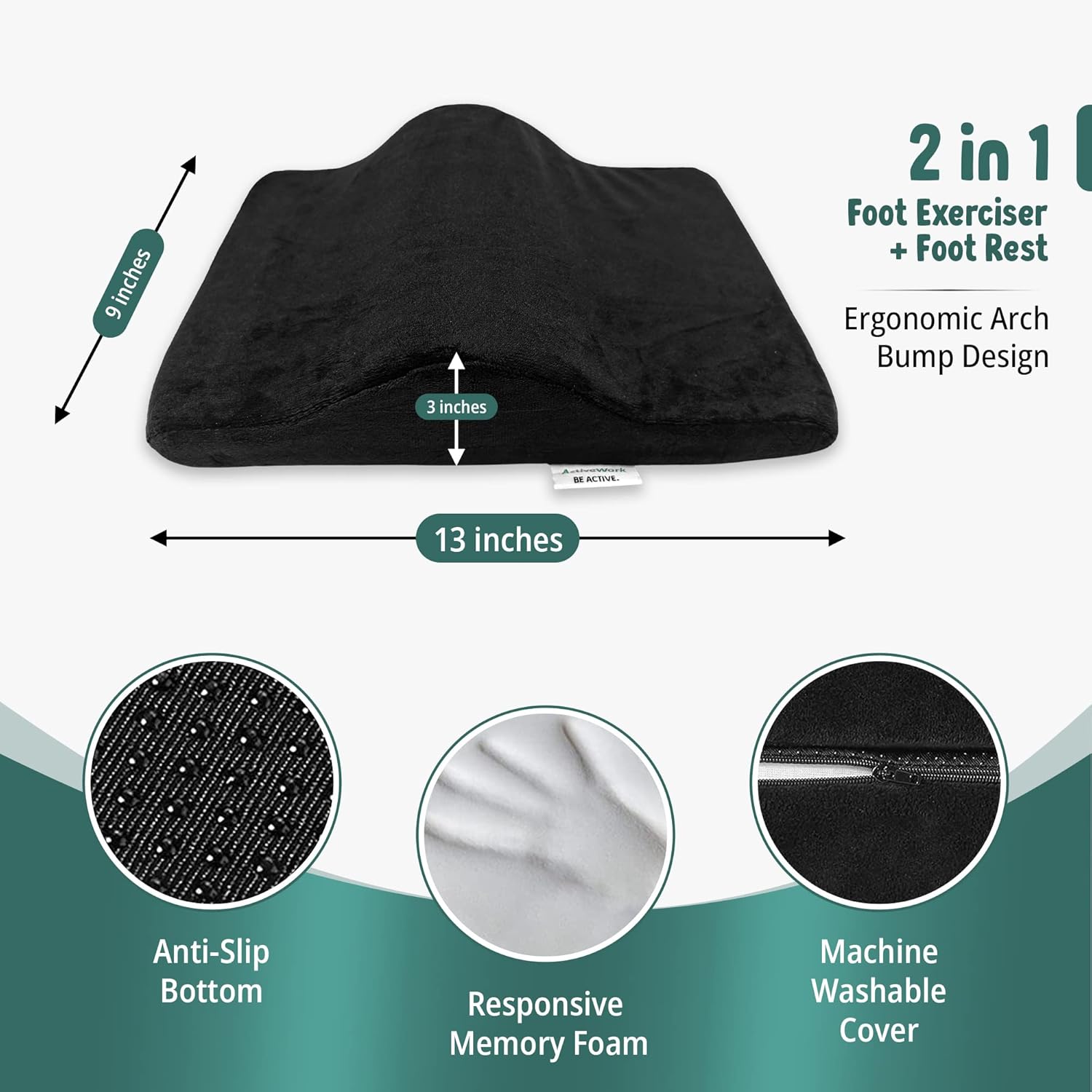2-in-1 Portable Foot Rest & Exerciser - Improve Circulation & Exercise Massage Foot Under Desk Work Office Chair, Gaming Chair & Home