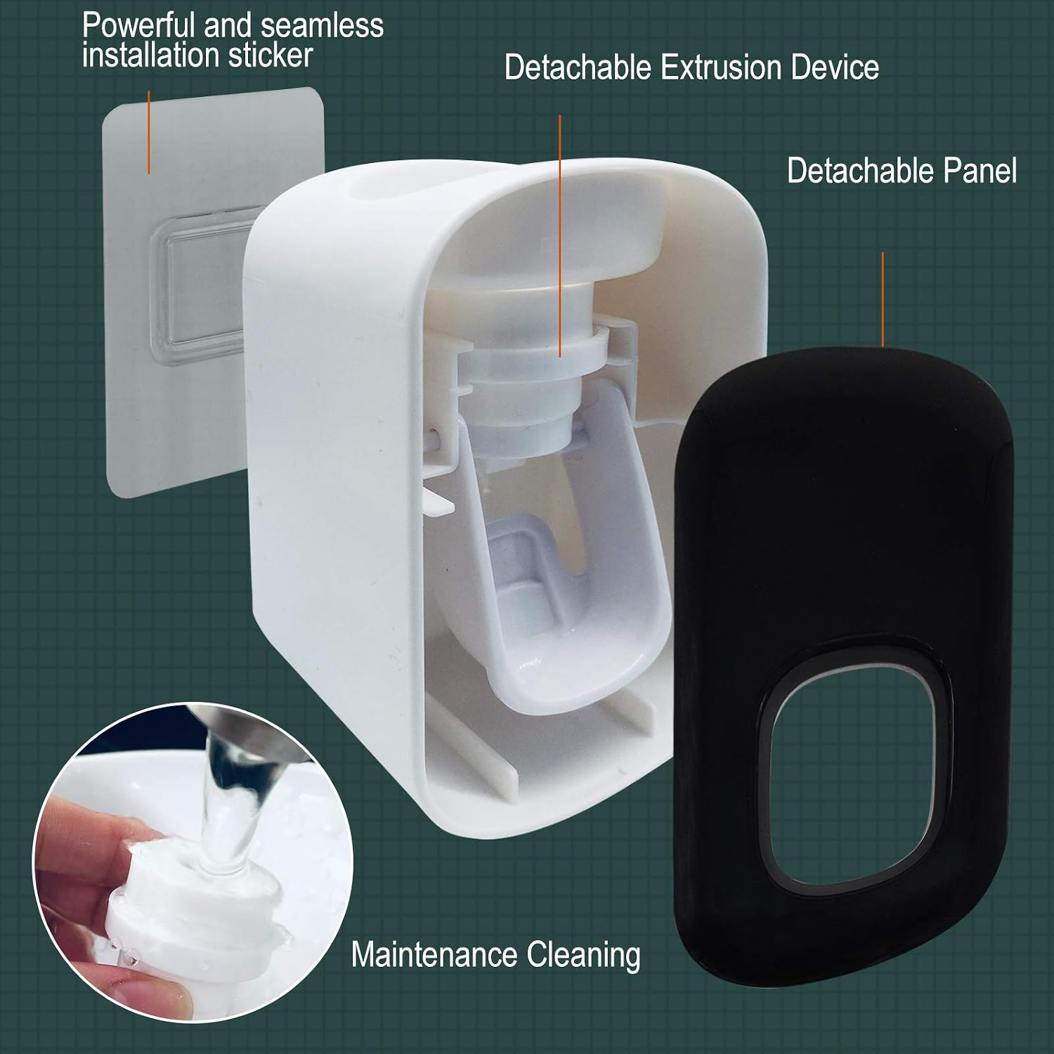 Visen Toothpaste Dispenser, Automatic Toothpaste Squeezer, Black