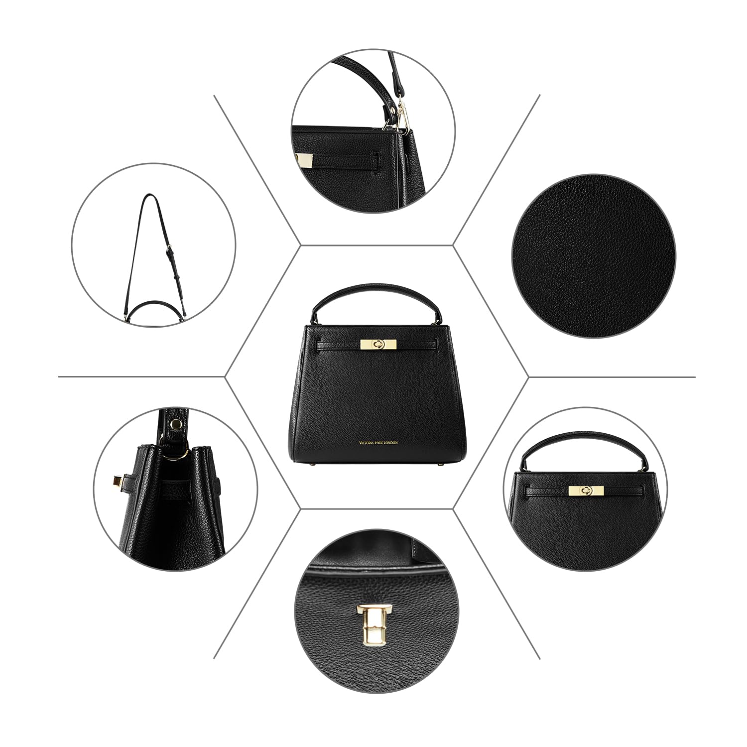 VICTORIA HYDE Bolso de mano para mujer, piel sintética, elegante, bolso de hombro grande, bolso de hombro para mujer, con varios compartimentos para trabajo, escuela, viajes
