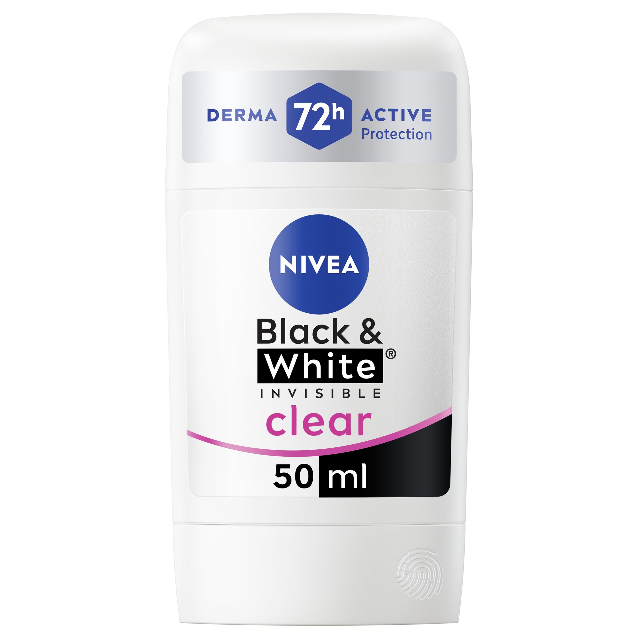NIVEA Black & White Invisible Anti-Perspirant Stick (50ml), 72hr Anti-Sweat Deodorant Stick for Women, No Stains on Black and White Clothes