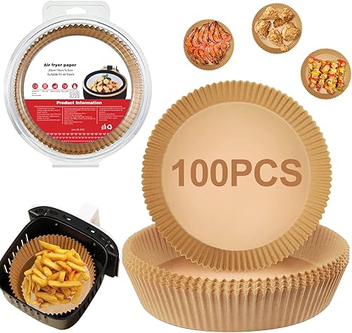 Forros para freidora de aire, forro de papel desechable para freidora de aire, forros de papel pergamino para freidora de aire (100 unidades, 6.3