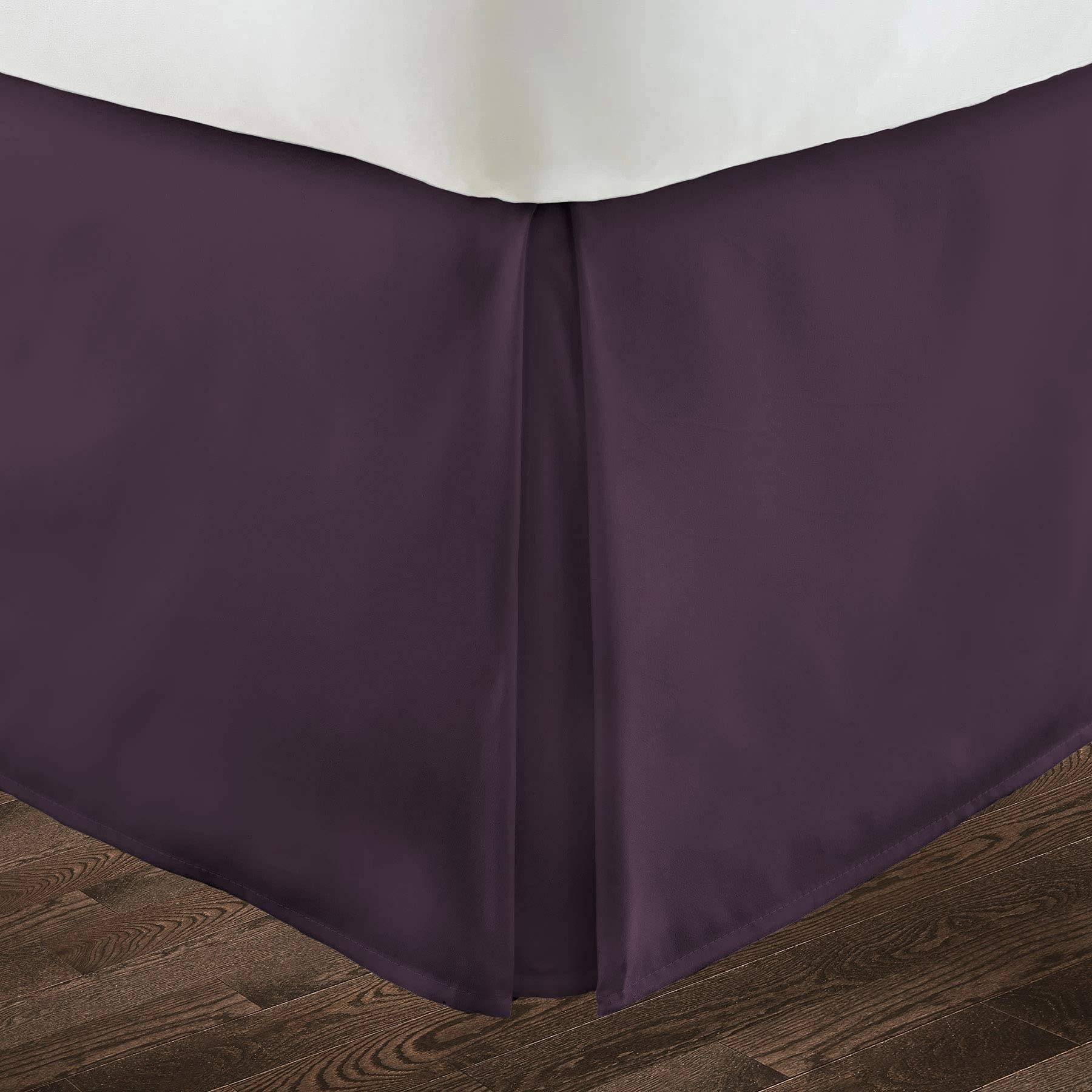 Plum Solid, Bed Skirt 800 Thread Count 100% Egyptian Cotton 1Pcs Split Corner Box Pleated Bed Skirt 15" Inch Drop, California King Size (72" x 84") Inch,