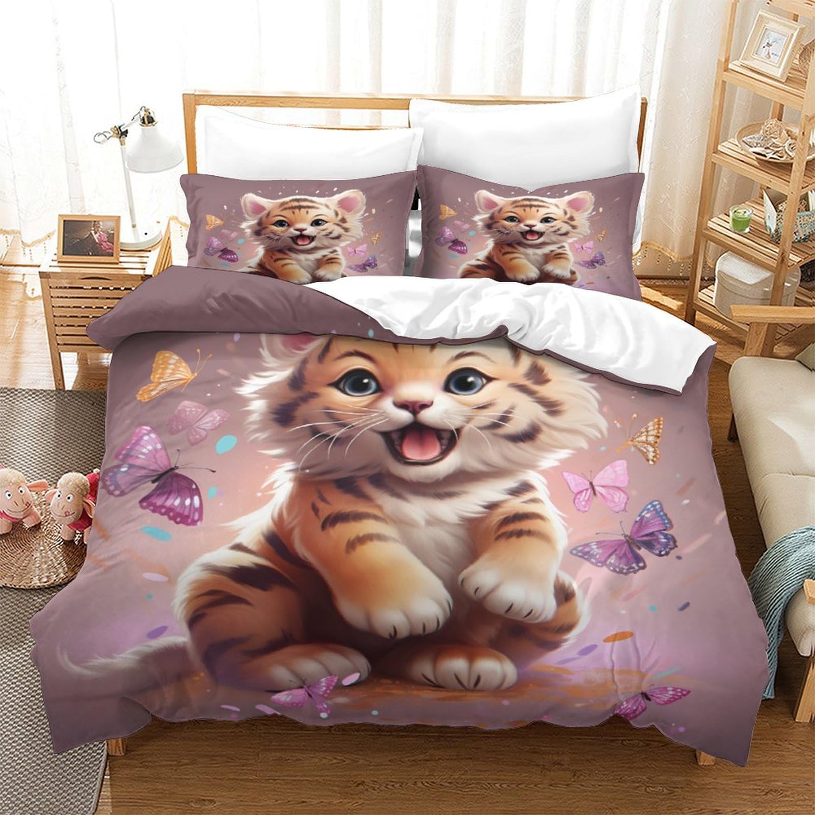 Housse de couette tigre 3D pour une décoration de chambre moderne et exotique en grand format