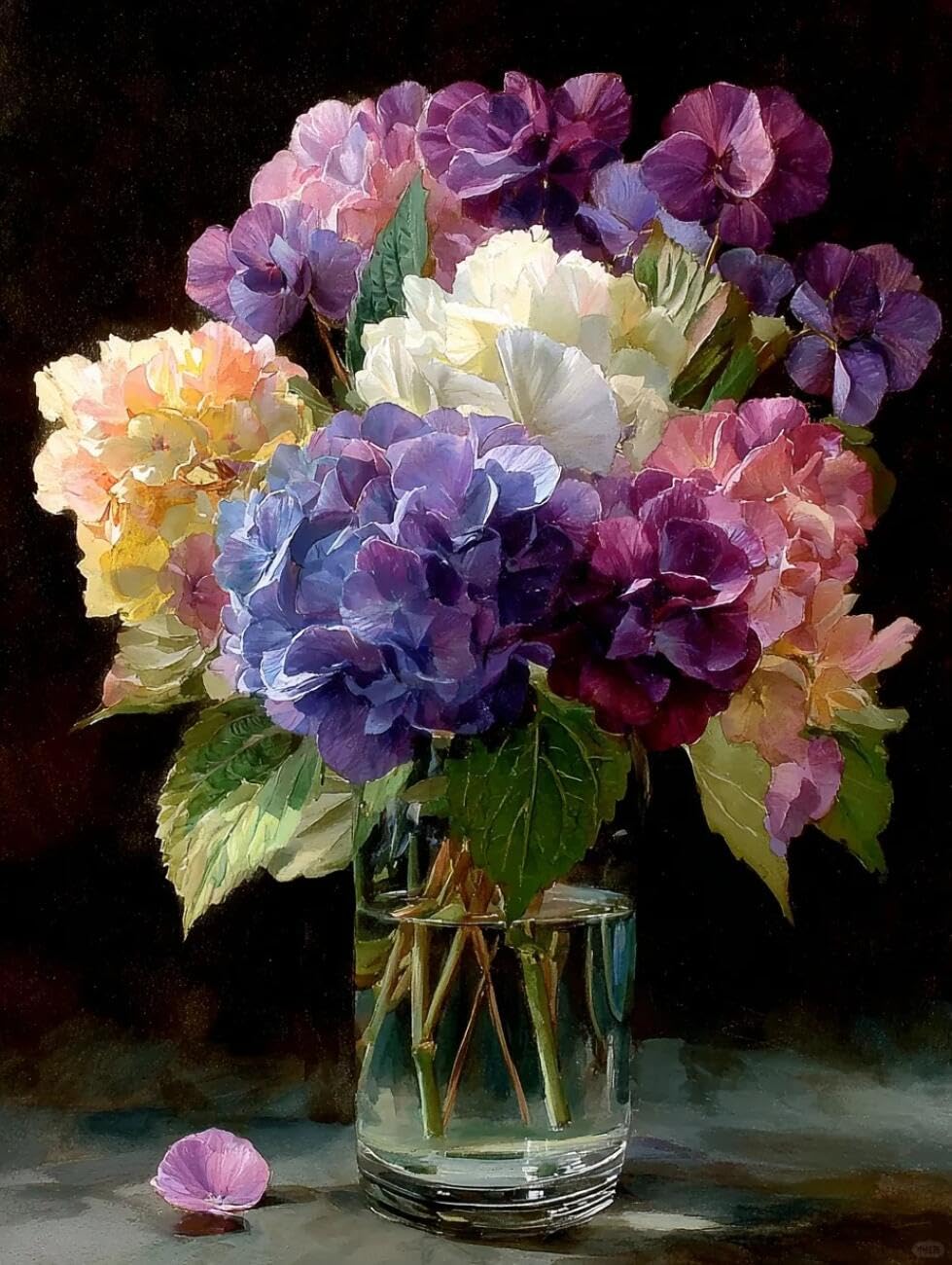 Rkflgew H Flowers 14Ct Cross-Stitc Counted Kits Colorful Ydrangea Diy Cross Stitc Patterns Kits Crafts Needlework Embroidery Set For Ome Decor 40X50cm